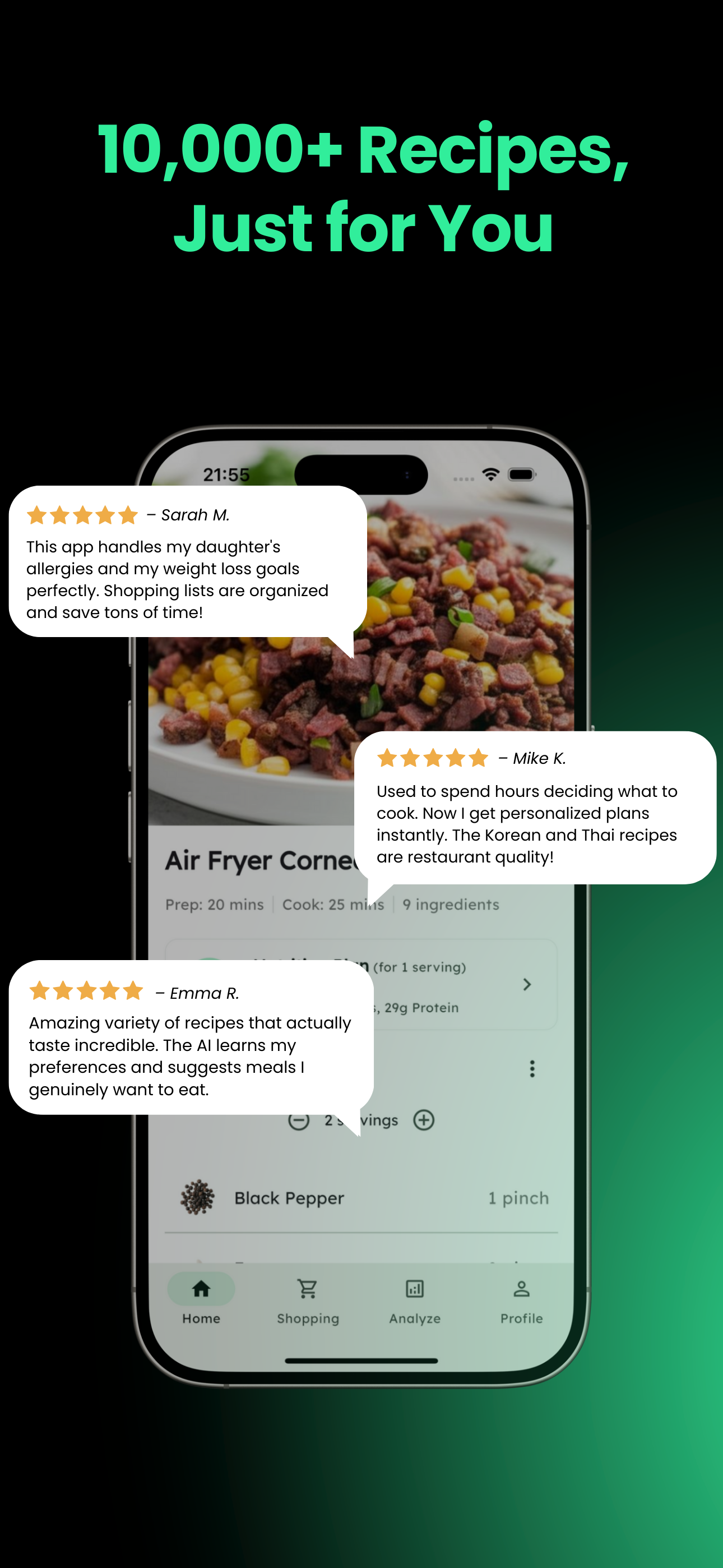 Detailed nutrition tracking with macro and calorie breakdown